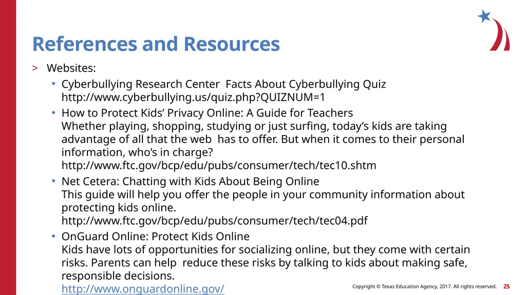Protecting Children Online Child Guidance - slide 25 of 27