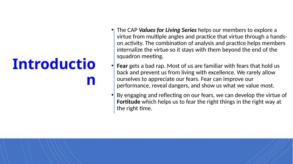 CAP Character Development Values for Living Series - slide 2 of 11