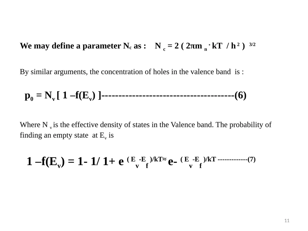 Lecture 5 Electron and Hole concentration at - slide 11 of 14