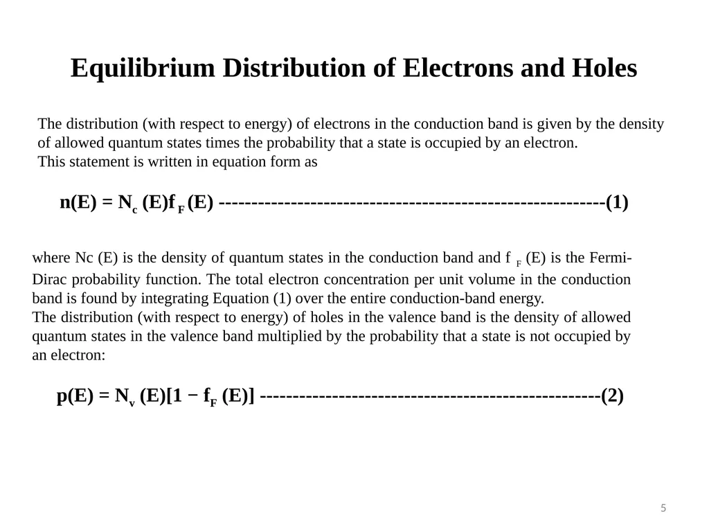 Lecture 5 Electron and Hole concentration at - slide 5 of 14