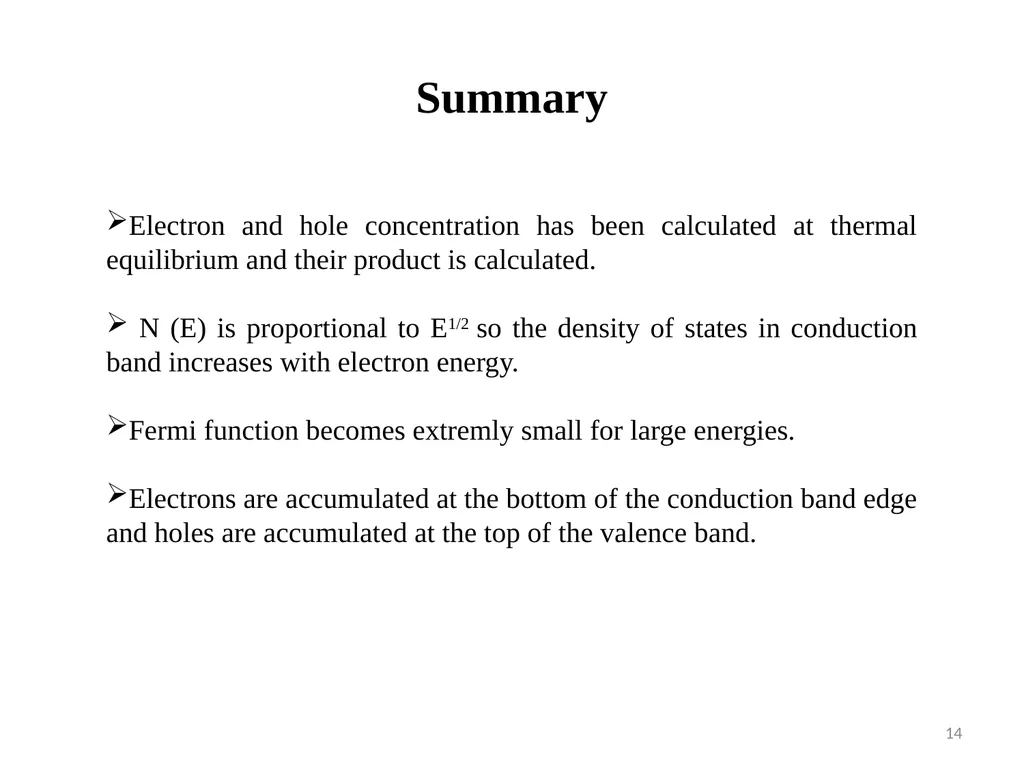 Lecture 5 Electron and Hole concentration at - slide 14 of 14