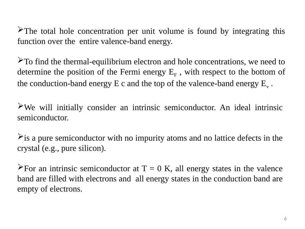 Lecture 5 Electron and Hole concentration at - slide 6 of 14