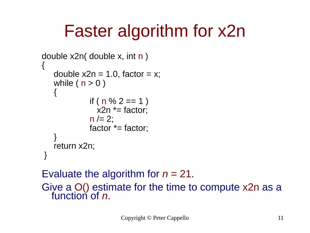 The Complexity of Algorithms: Selected Exercises - slide 11 of 13