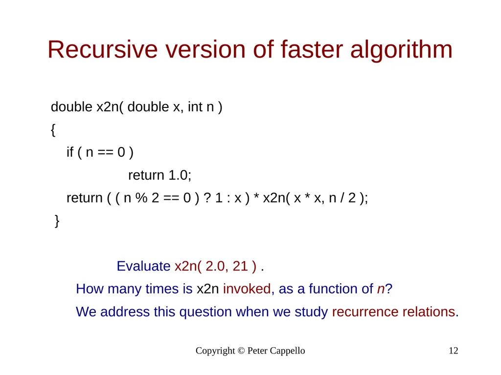 The Complexity of Algorithms: Selected Exercises - slide 12 of 13