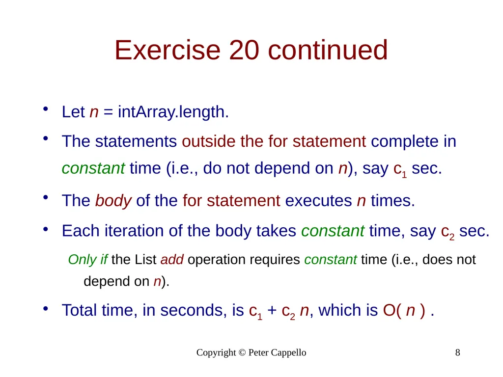 The Complexity of Algorithms: Selected Exercises - slide 8 of 13