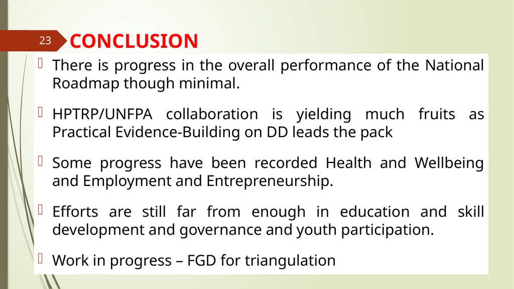 Harnessing Demographic Dividend in Nigeria: - slide 23 of 24