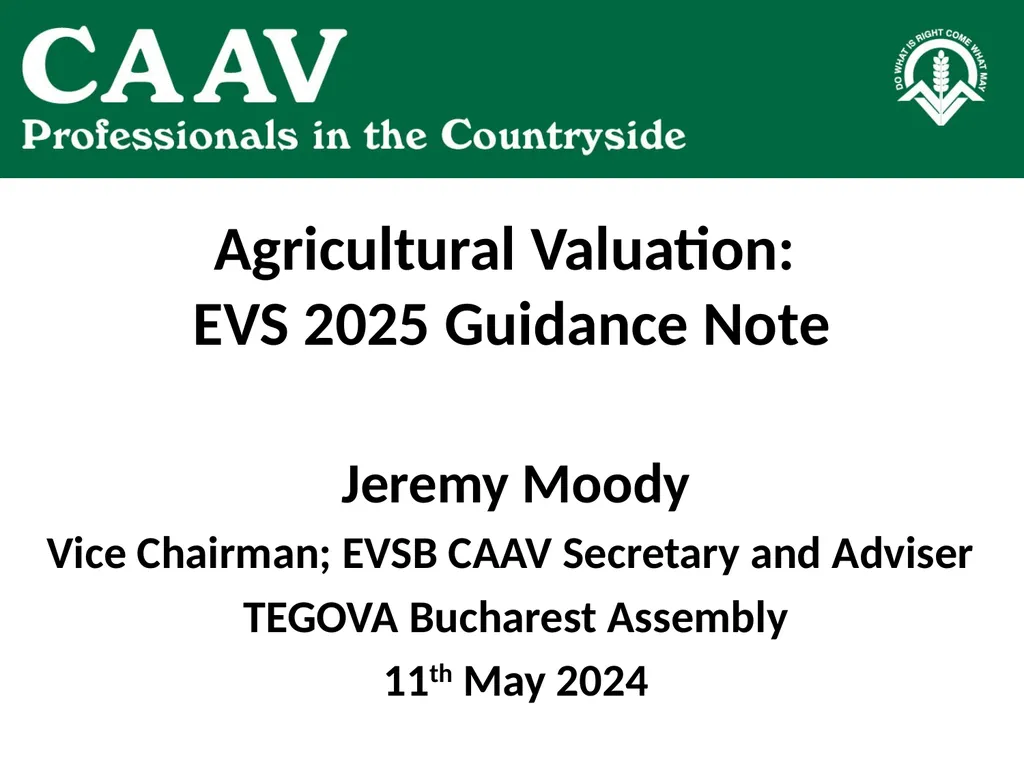 Agricultural Valuation: EVS 2025 Guidance Note - slide 1 of 19