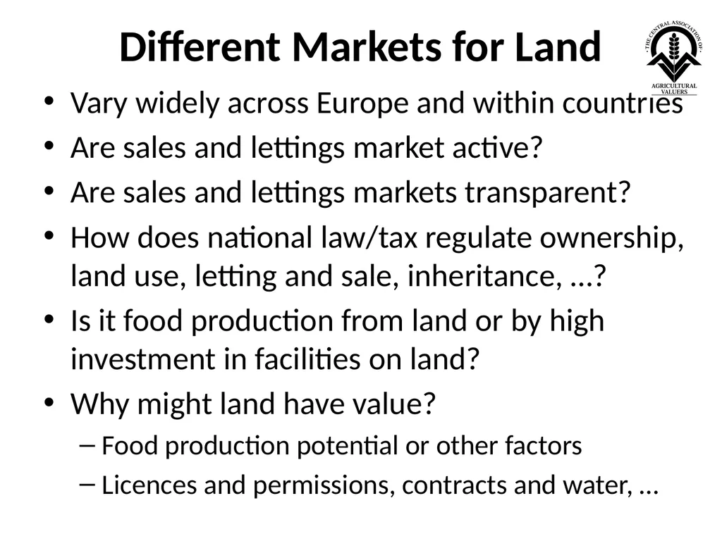 Agricultural Valuation: EVS 2025 Guidance Note - slide 10 of 19