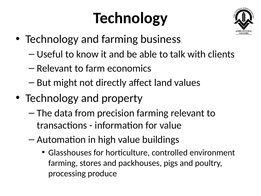 Agricultural Valuation: EVS 2025 Guidance Note - slide 18 of 19