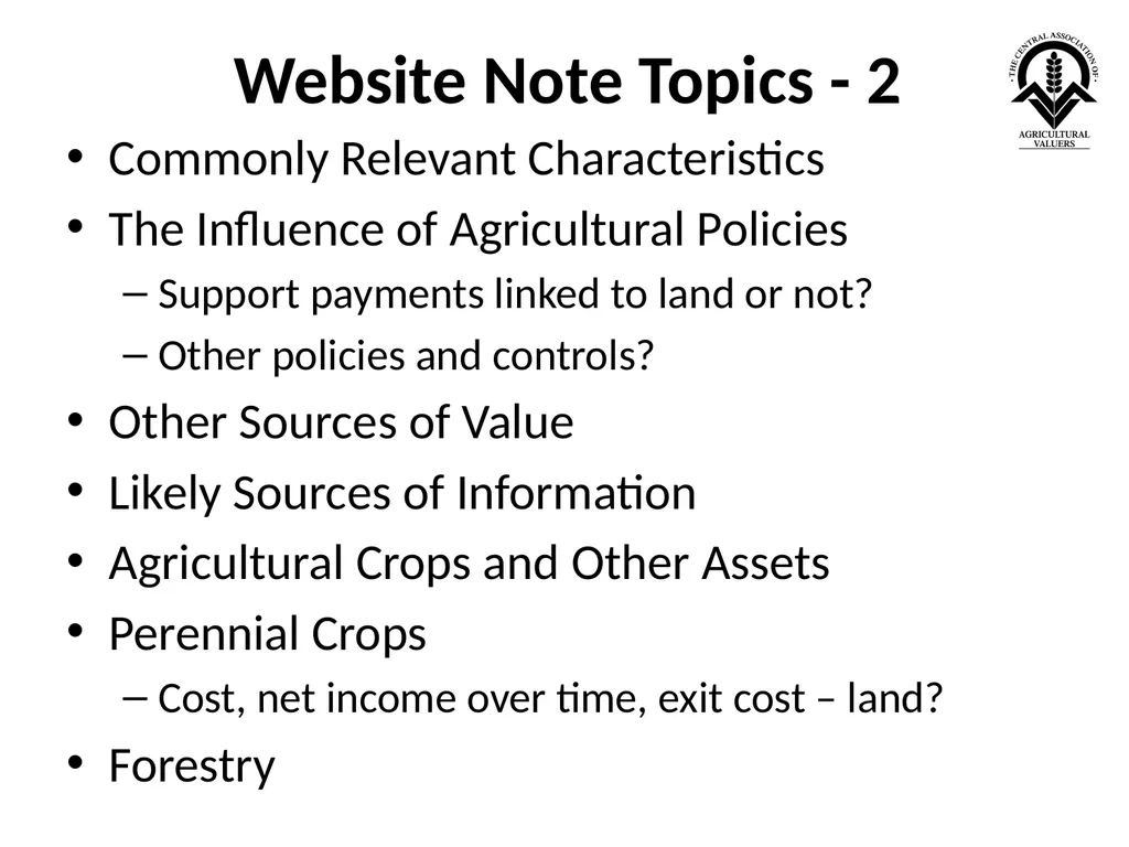 Agricultural Valuation: EVS 2025 Guidance Note - slide 9 of 19