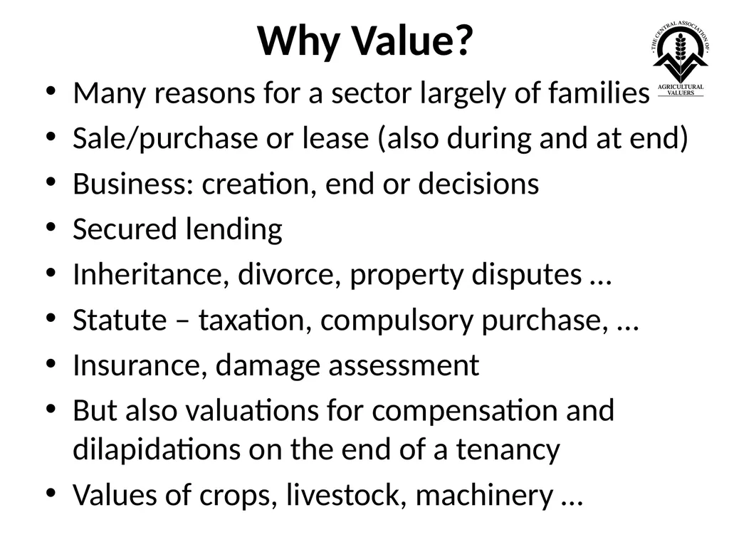 Agricultural Valuation: EVS 2025 Guidance Note - slide 3 of 19