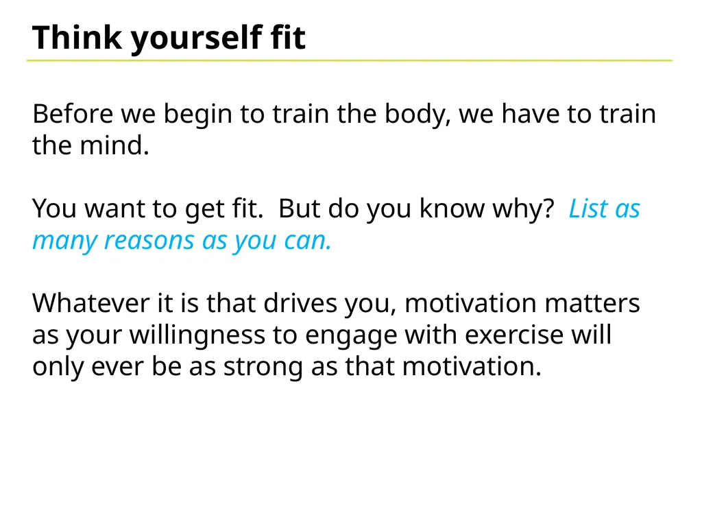 Exercise Motivation Exercise in a recovery context - slide 4 of 15