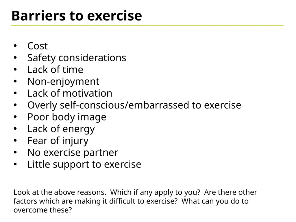 Exercise Motivation Exercise in a recovery context - slide 7 of 15