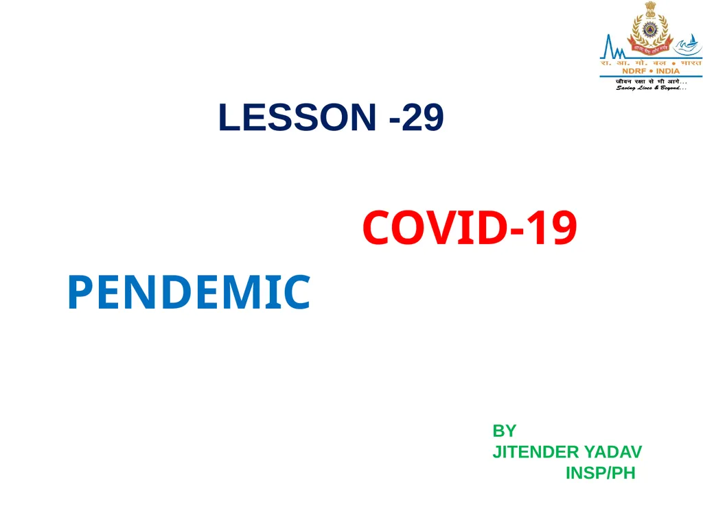 COVID-19 PENDEMIC LESSON -29 BY JITENDER YADAV - slide 1 of 18