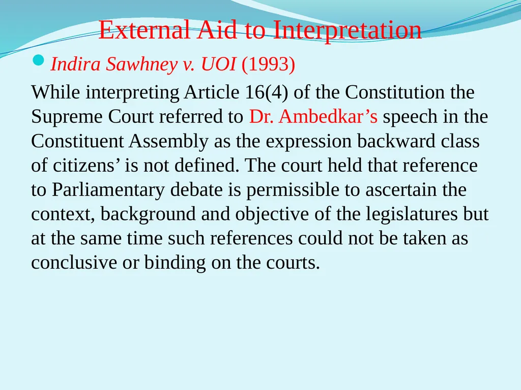 Interpretation of statute Unit III External aids - slide 10 of 22