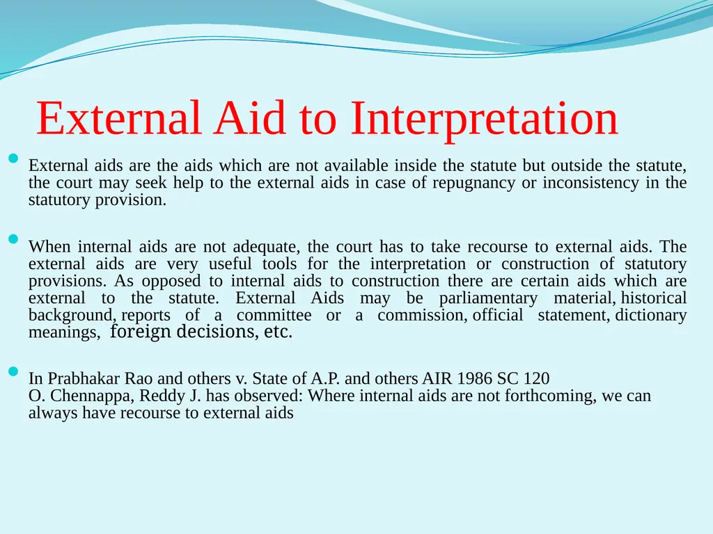 Interpretation of statute Unit III External aids - slide 6 of 22