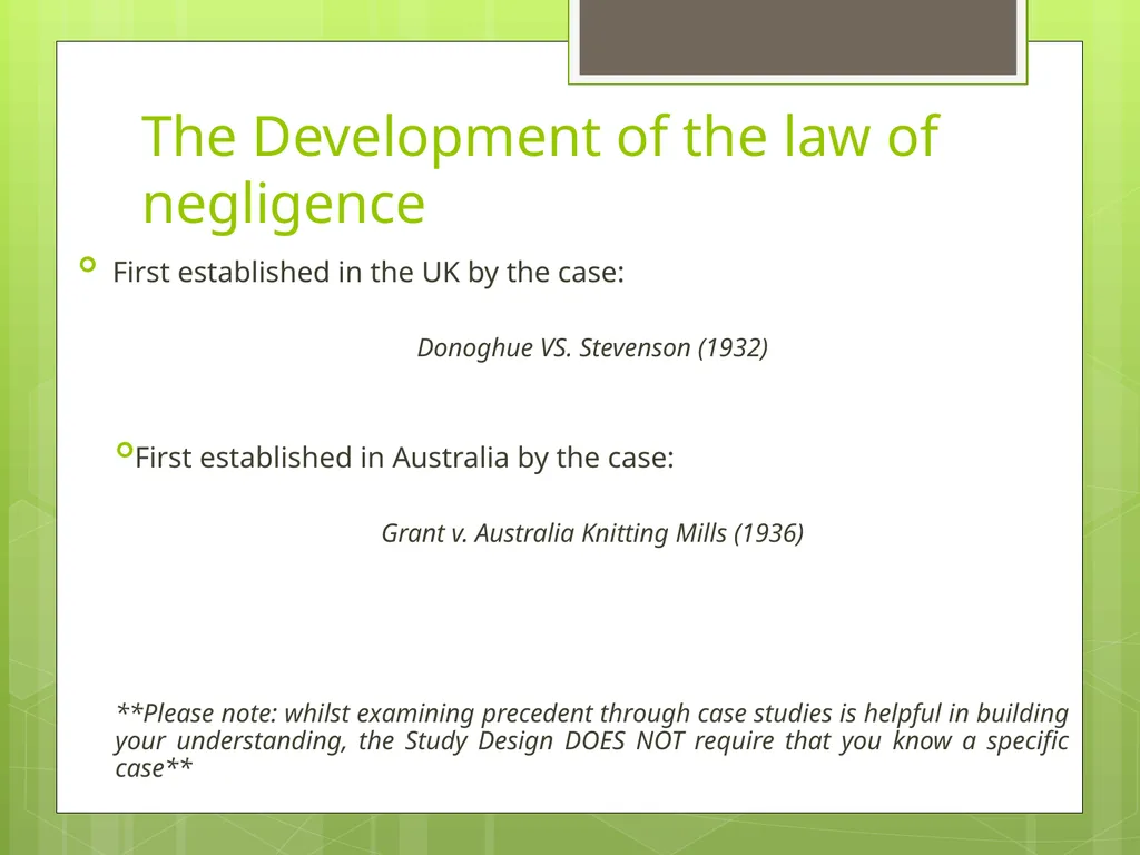 Interpretations of past decisions The development - slide 4 of 13