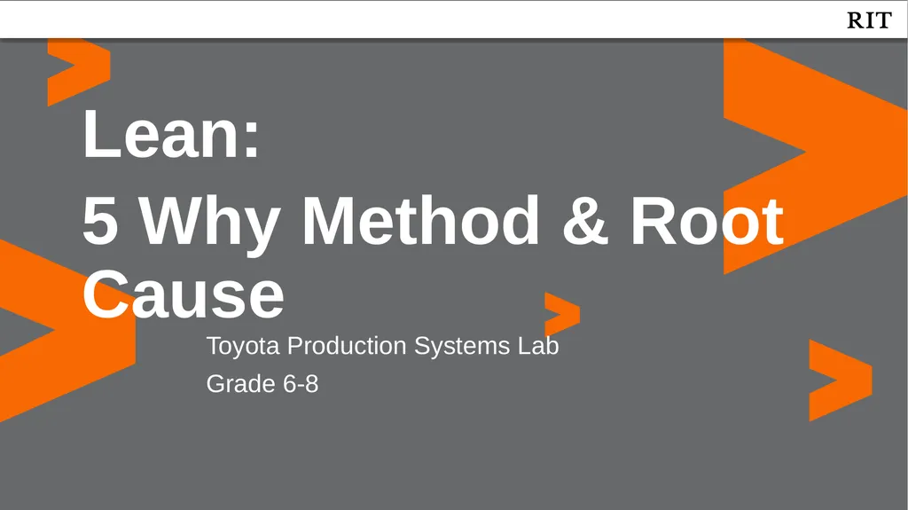 Toyota Production Systems Lab Grade 6-8 Lean: 5 - slide 1 of 6