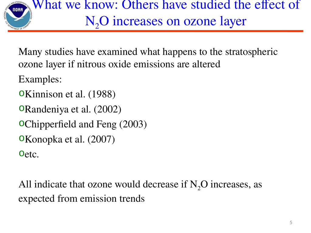 Nitrous Oxide (N2O) and Stratospheric Ozone Layer - slide 5 of 26