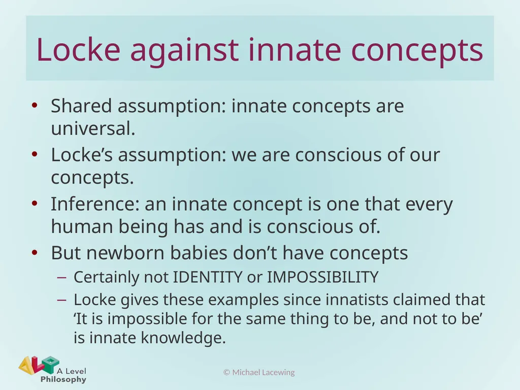 Locke’s argument against innate concepts Michael - slide 3 of 7