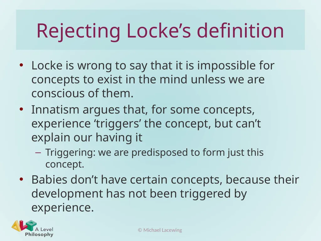 Locke’s argument against innate concepts Michael - slide 5 of 7