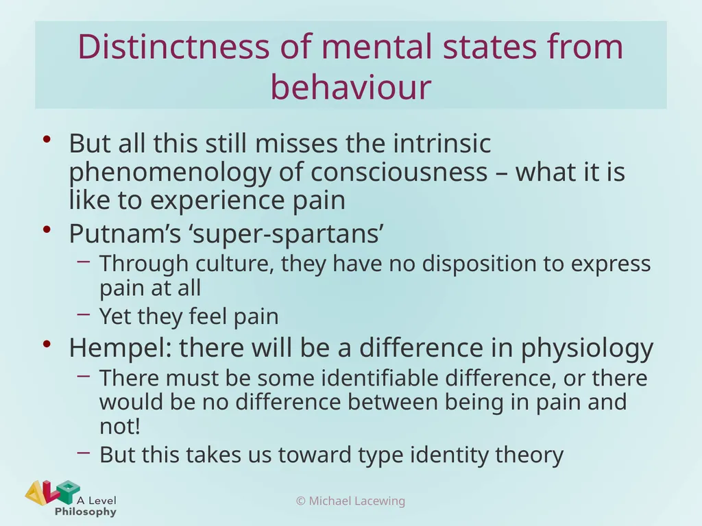 Philosophical behaviourism and consciousness - slide 10 of 10