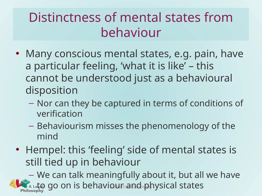 Philosophical behaviourism and consciousness - slide 8 of 10