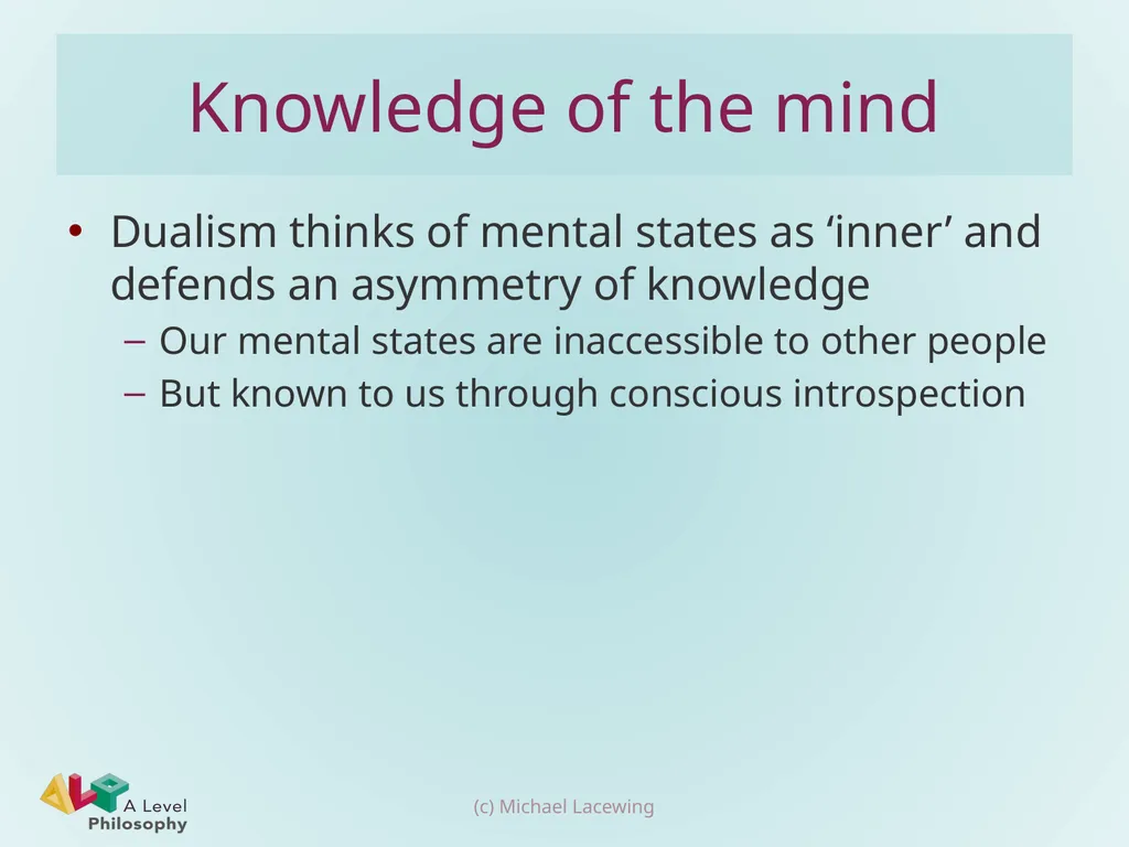 Philosophical behaviourism and consciousness - slide 5 of 10