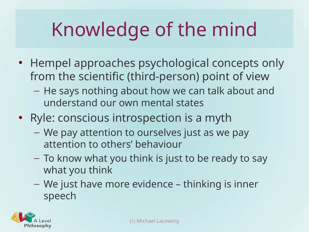 Philosophical behaviourism and consciousness - slide 7 of 10