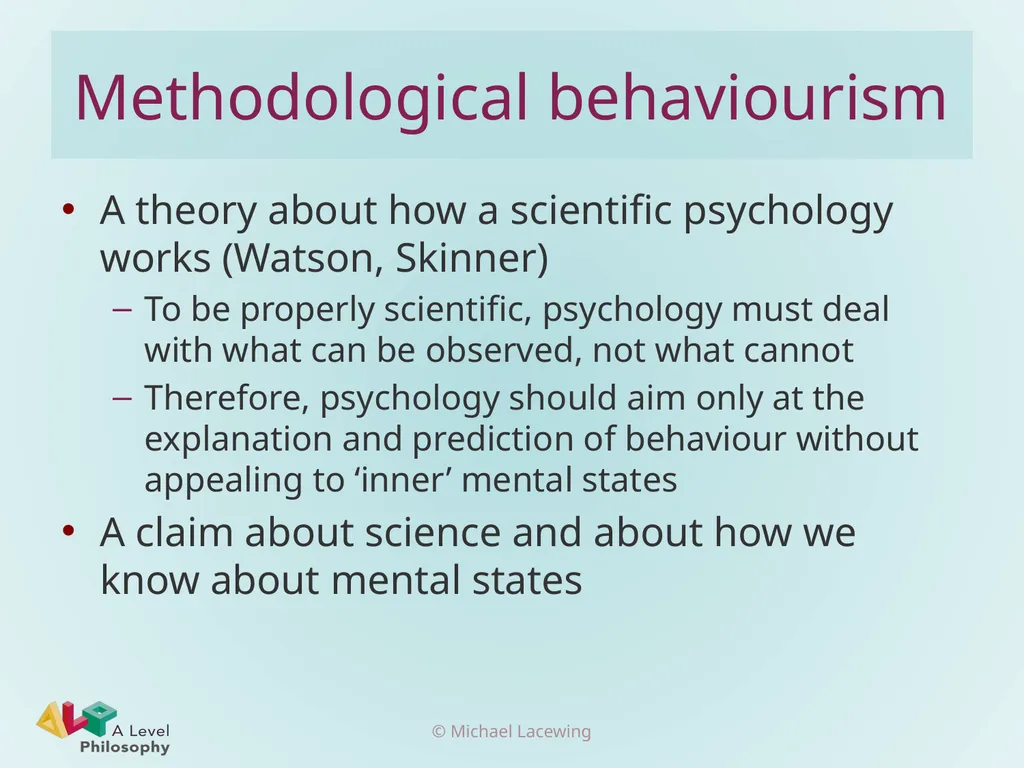 Philosophical behaviourism and consciousness - slide 3 of 10