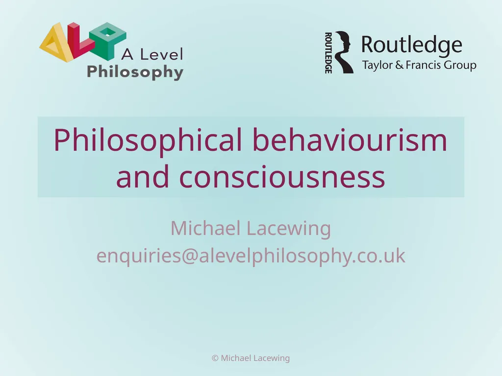 Philosophical behaviourism and consciousness