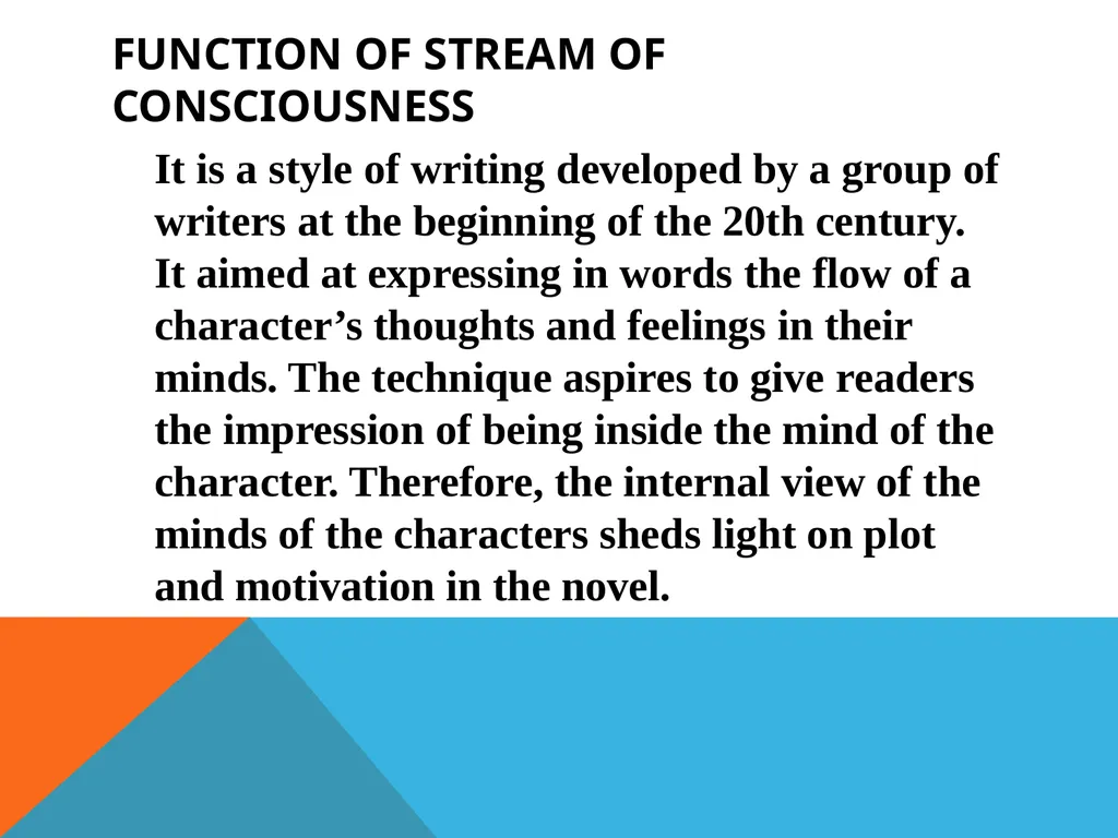Stream of Consciousness Fourth Year Students Novel - slide 9 of 9
