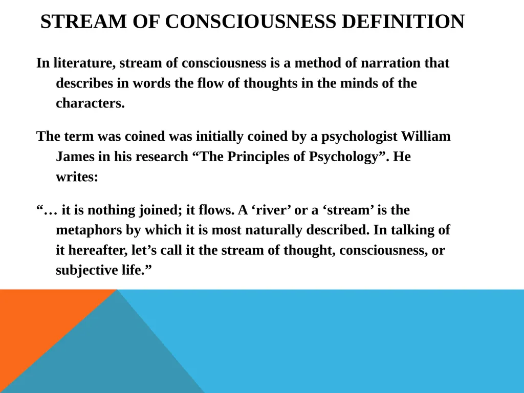 Stream of Consciousness Fourth Year Students Novel - slide 2 of 9