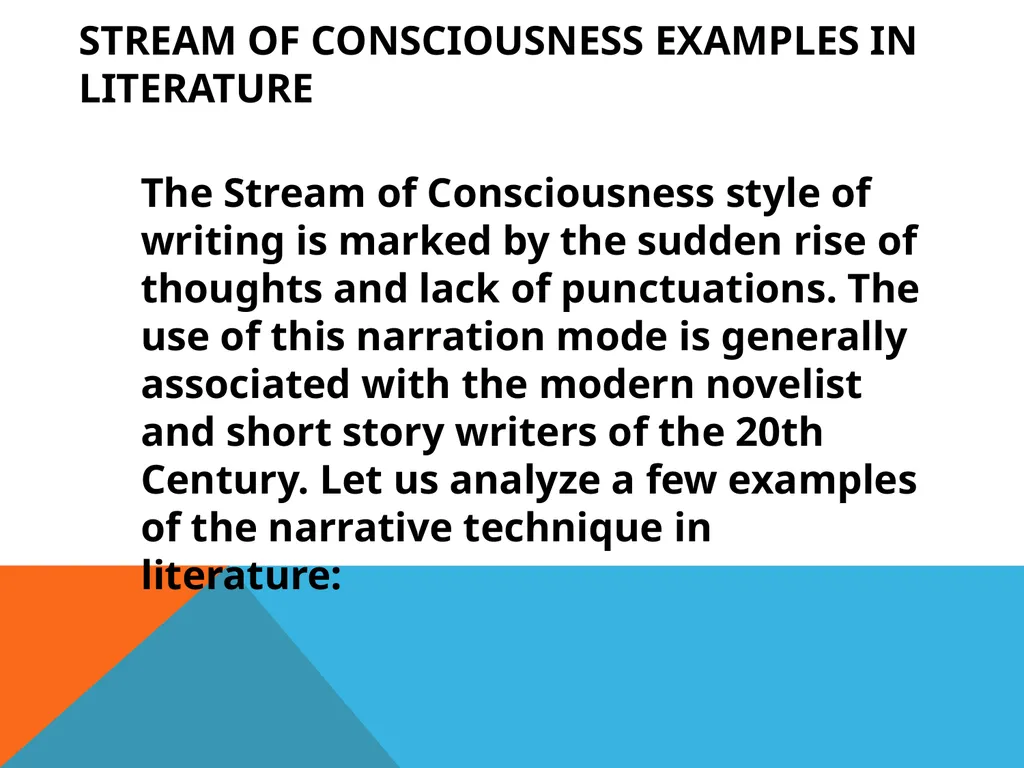 Stream of Consciousness Fourth Year Students Novel - slide 4 of 9