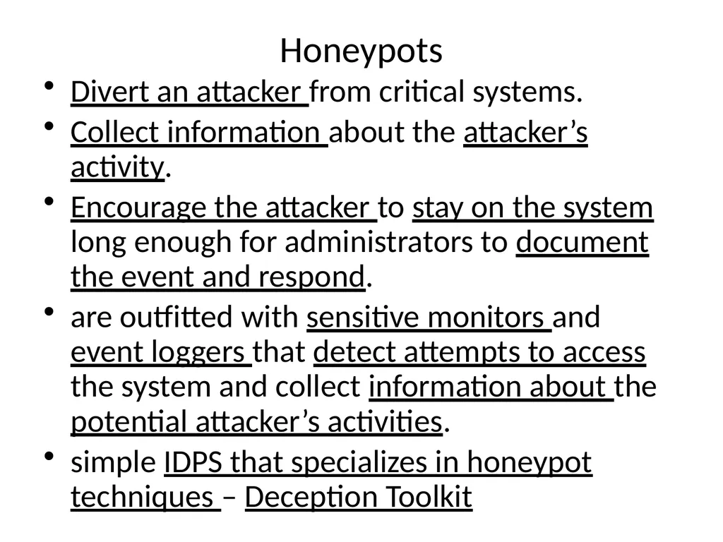 INTRUSION DETECTION AND PREVENTION SYSTEM (IDPS) - slide 38 of 41