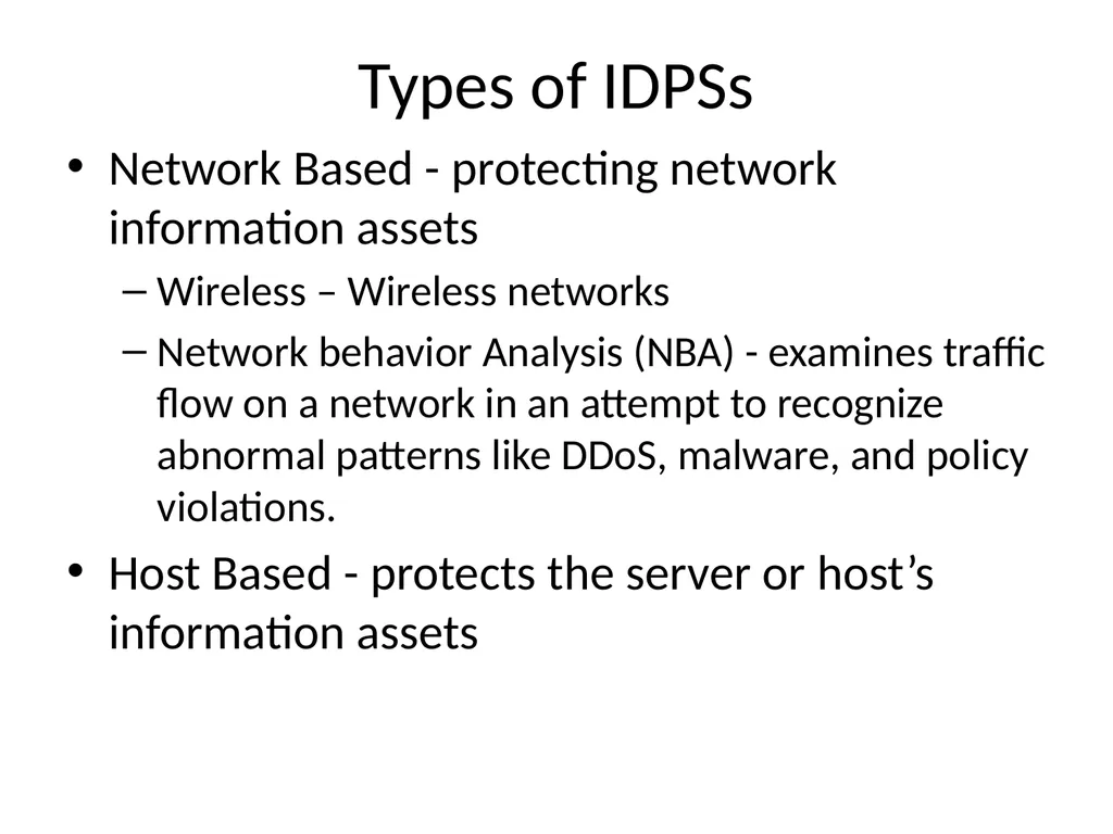 INTRUSION DETECTION AND PREVENTION SYSTEM (IDPS) - slide 7 of 41