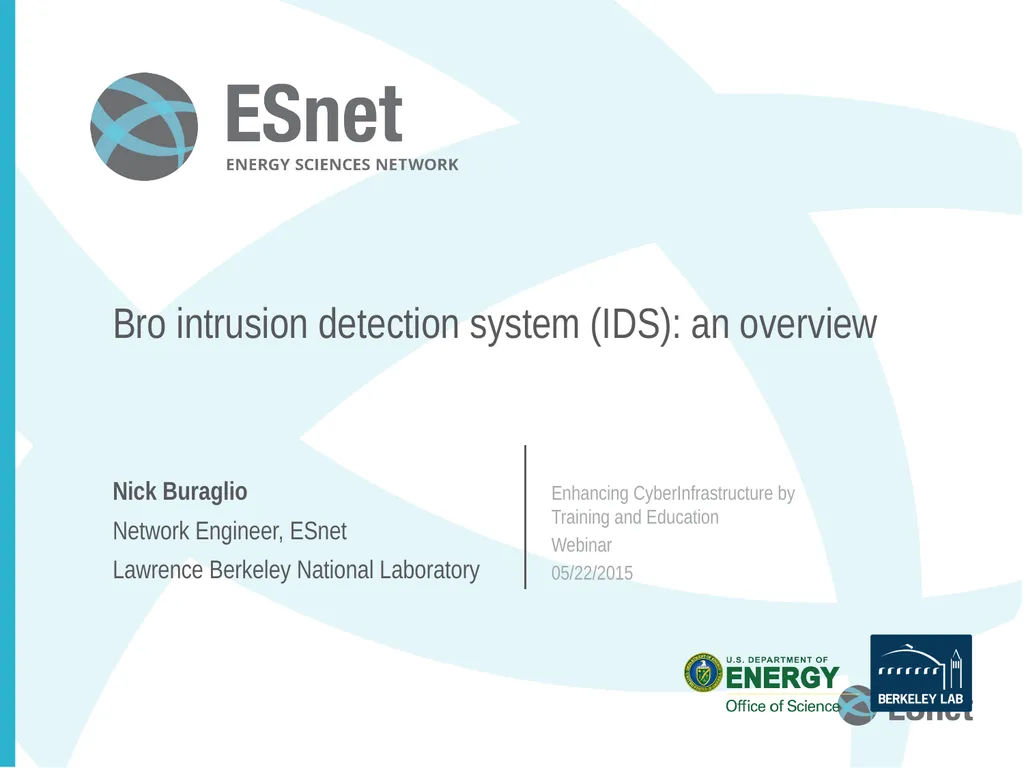 Bro intrusion detection system (IDS): an overview - slide 1 of 21