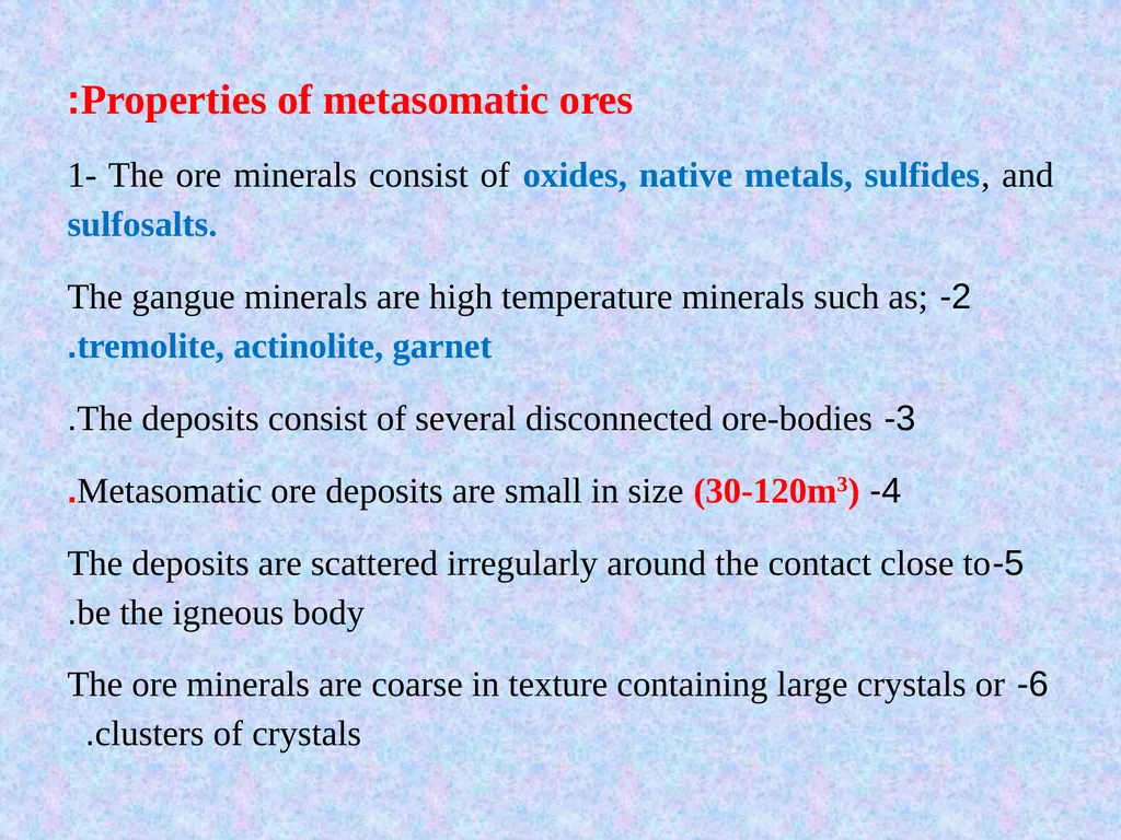 Factors affecting the formation of Metasomatic - slide 5 of 5