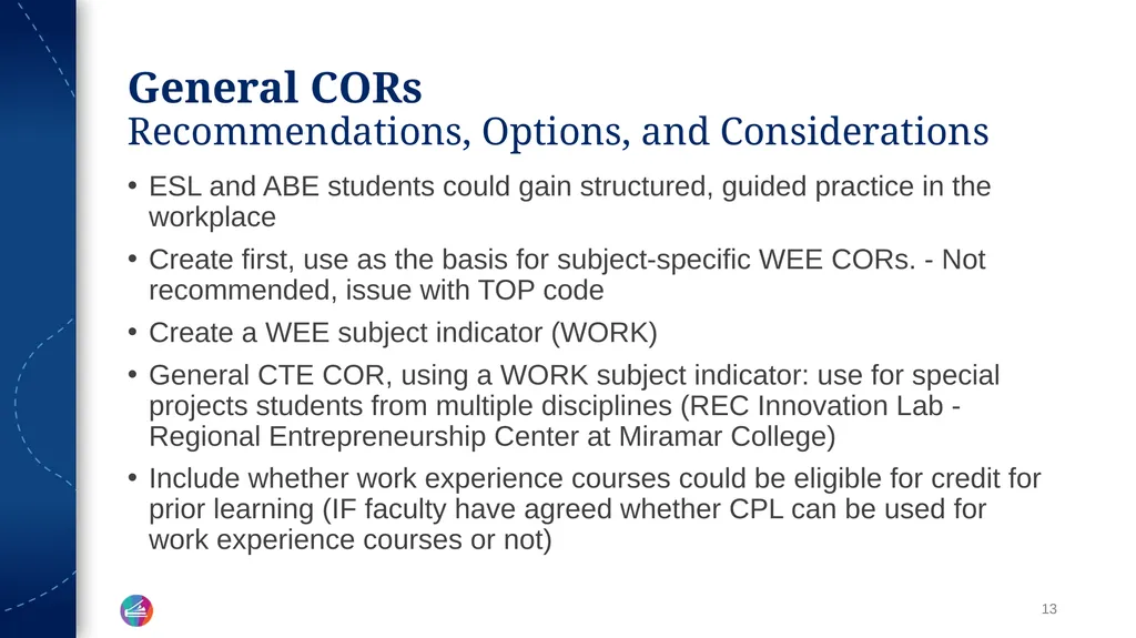 Work Experience Education Update and - slide 13 of 20