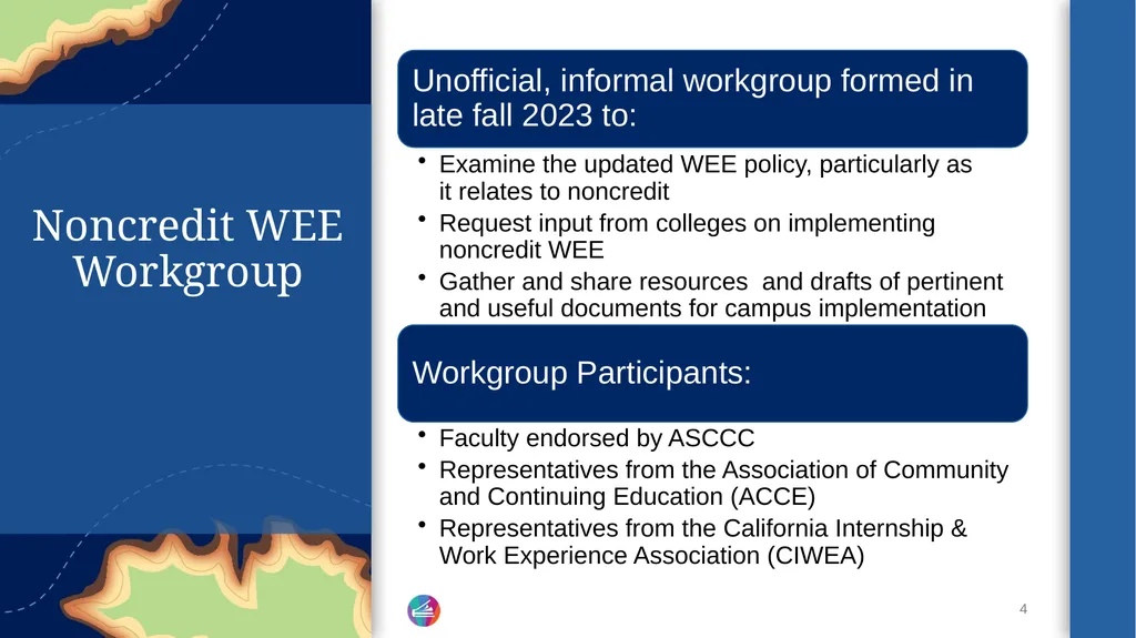 Work Experience Education Update and - slide 4 of 20