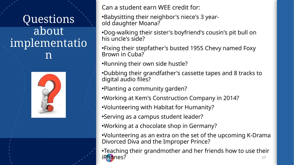Work Experience Education Update and - slide 17 of 20