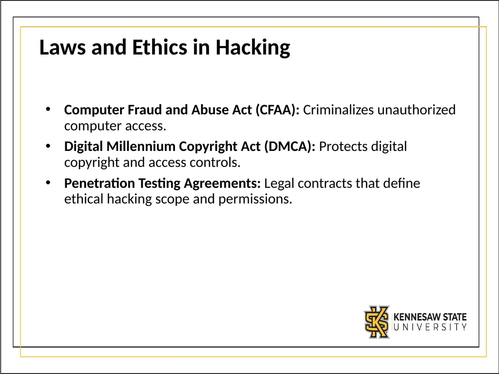 CSE1300 Ethical Hacking Introduction to Ethical - slide 6 of 9