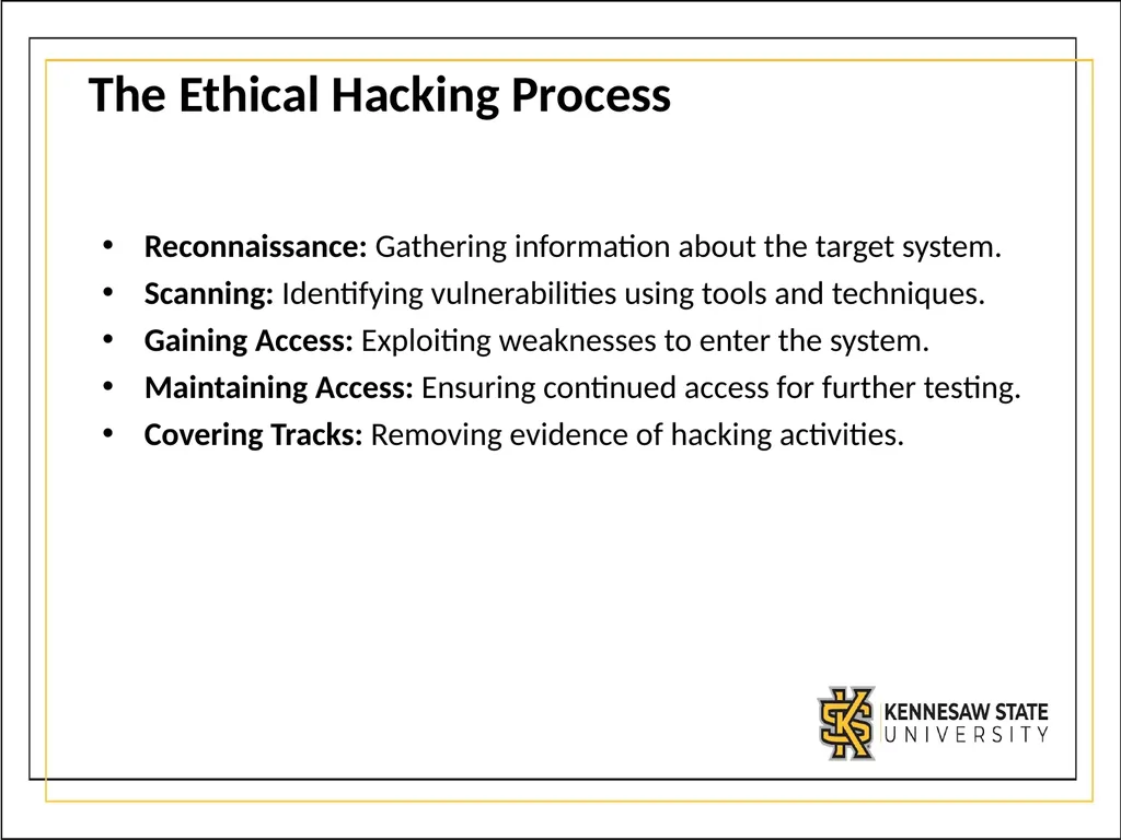CSE1300 Ethical Hacking Introduction to Ethical - slide 4 of 9