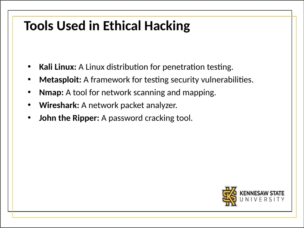 CSE1300 Ethical Hacking Introduction to Ethical - slide 5 of 9