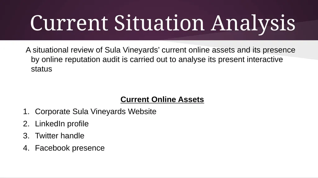 Online Audit Sula Vineyards Executive Summary Sula - slide 3 of 17