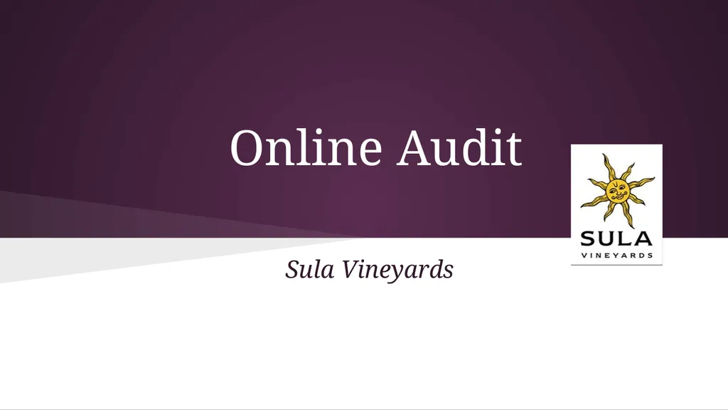 Online Audit Sula Vineyards Executive Summary Sula - slide 1 of 17