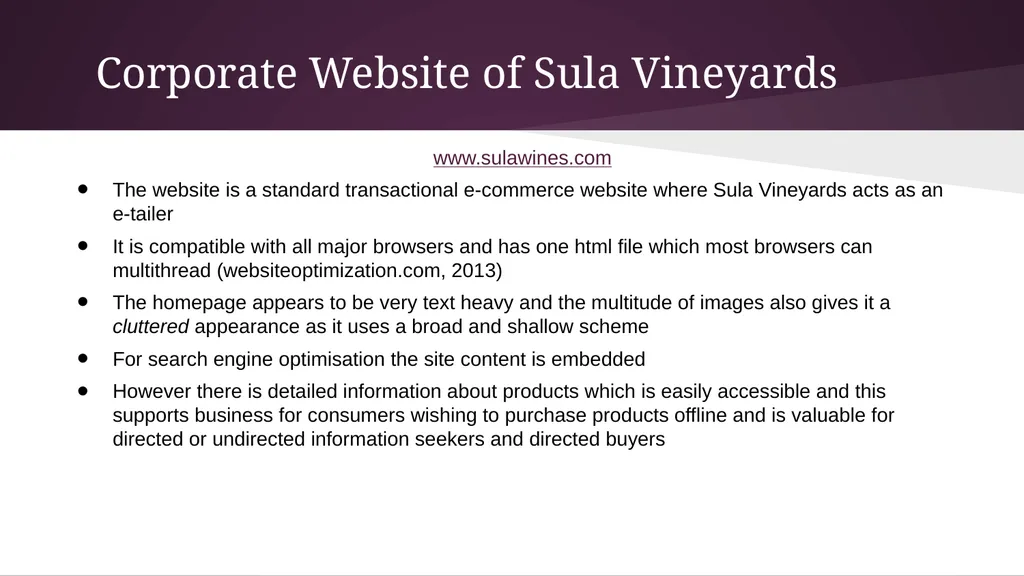 Online Audit Sula Vineyards Executive Summary Sula - slide 4 of 17