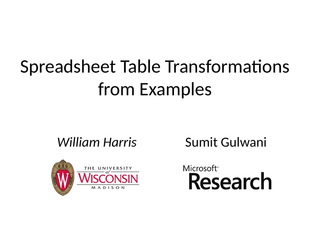 Spreadsheet Table Transformations from Examples - slide 33 of 34