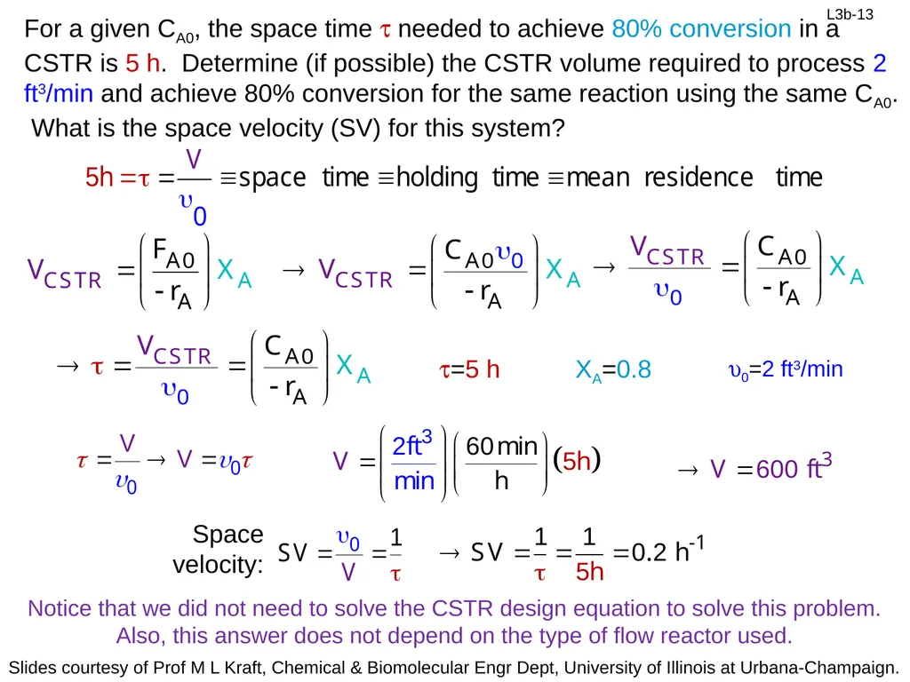 Ideal CSTR Design Eq with XA: Review: Design Eq & - slide 13 of 15