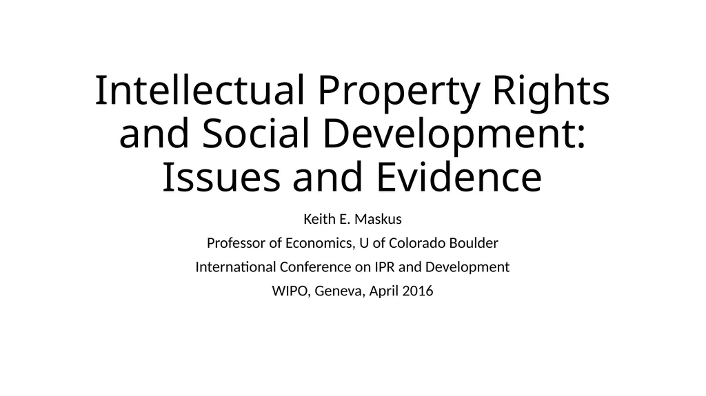 Intellectual Property Rights and Social - slide 1 of 14